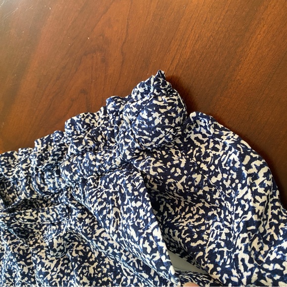 Madewell Drapey Pull-On Shorts Large Blue White Bengali Blockprint L - Picture 5 of 11